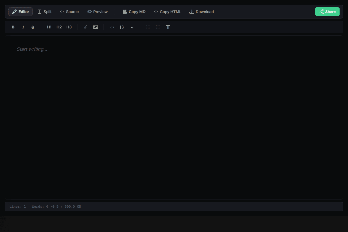 Markdown Editor interface