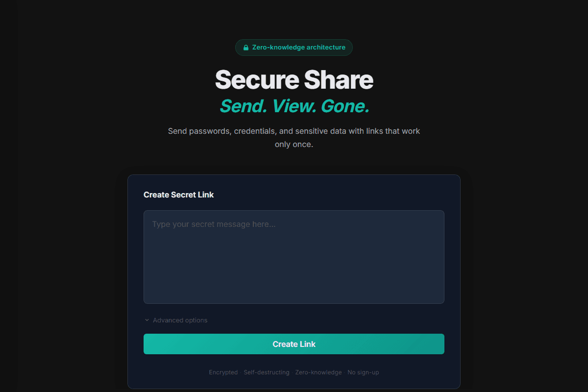 Secure Share interface